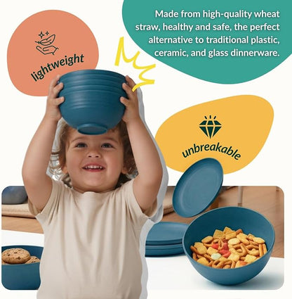 Wheat Straw Dinnerware Sets for 8, Microwave Dishwasher Safe Dish Set, Reusable - Image 6