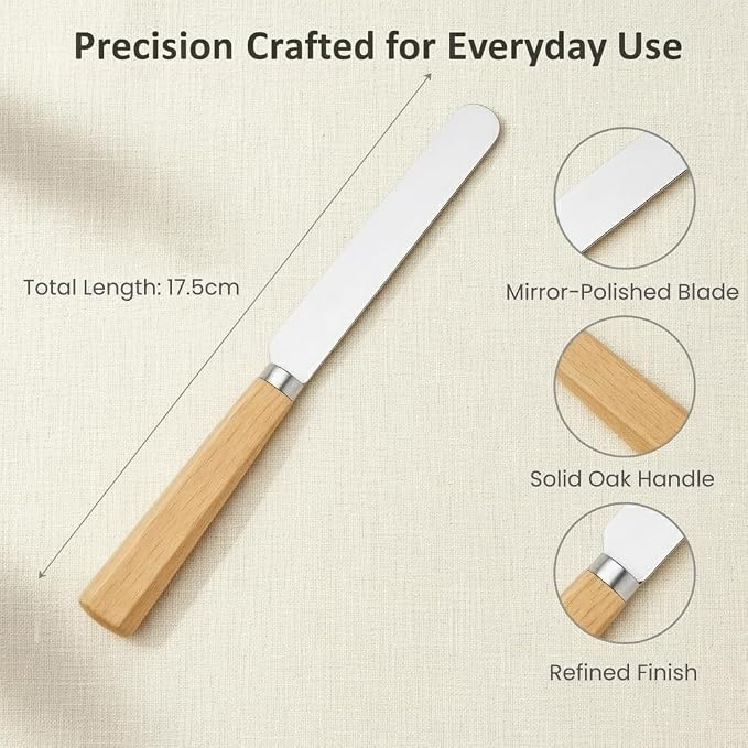 Butter Knife Set of 2 – Oak Wood Handle Butter Knives - Image 4