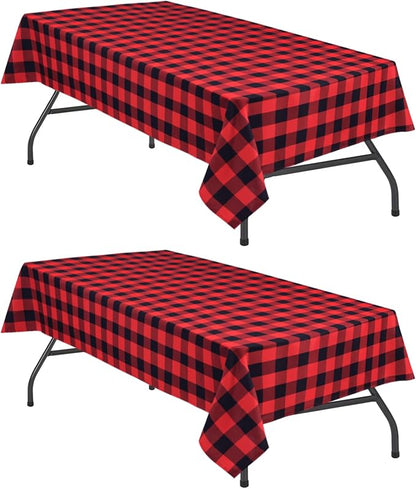 Red and Black Plaid Tablecloth Waterproof, 2 Pack, 60 x 102 inch | Checkered by Hiasan