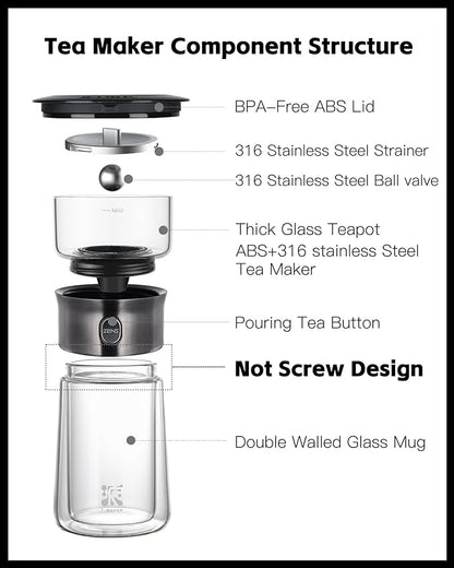 ZENS Modern Tea Infuser Teapot, One Touch Tea Maker - Image 7