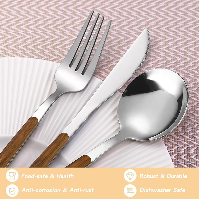 20-Piece Silverware Set with Cake Fork, Stainless Steel Flatware Cutlery Set - Image 3