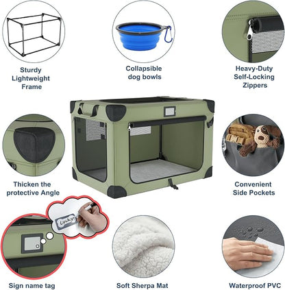 36 Inch Soft Collapsible Dog Crate Green - Image 4