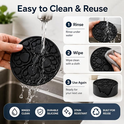 Black Silicone Coasters with Holder, 4 Inch Modern Non-Slip Drink Coasters Set - Image 8