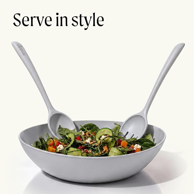 Salad Servers - Spoon and Fork Serving Set, Certified Recycled Food-Safe Plastic - Image 2