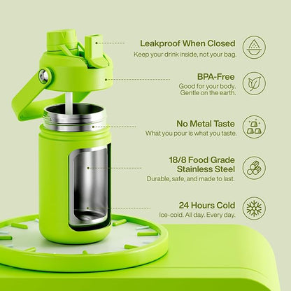 Kids Insulated Water Bottle - 12oz Stainless Steel Water Bottle with Dual Spouts - Image 5