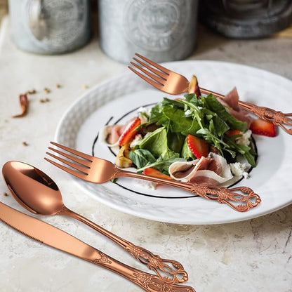 Royal Flatware Set for 4 Copper/Rose Gold Silverware Stainless Steel Cutlery 20 - Image 9