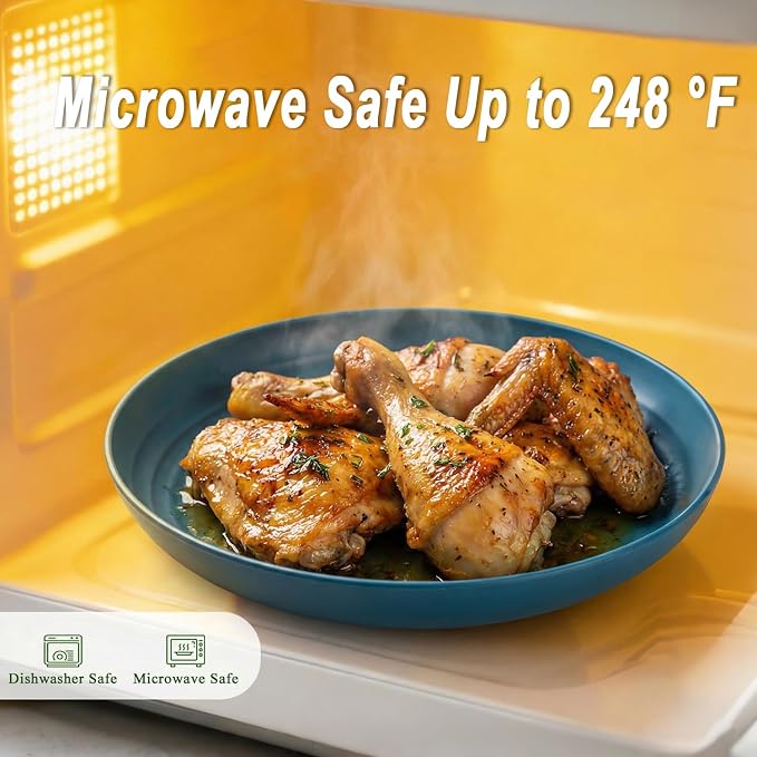 Dinner Plates 9 Inch, Plastic Plates Reusable, Unbreakable Wheat Straw Plates - Image 4