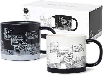 Jottings Couple Mug Set Gift 10.5 oz, Tazas de Cafe Bonitas Set Modernas | by Jottings