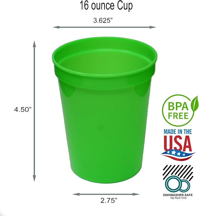Rolling Sands 16 oz. Reusable Plastic Stadium Cups, 8 Pack, Made in USA - Image 2