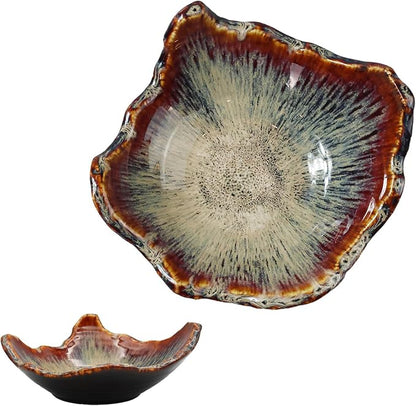 8" Ceramic Decorative Bowl，Irregular Rim Reactive Glaze Key Bowl by WBXZIXN