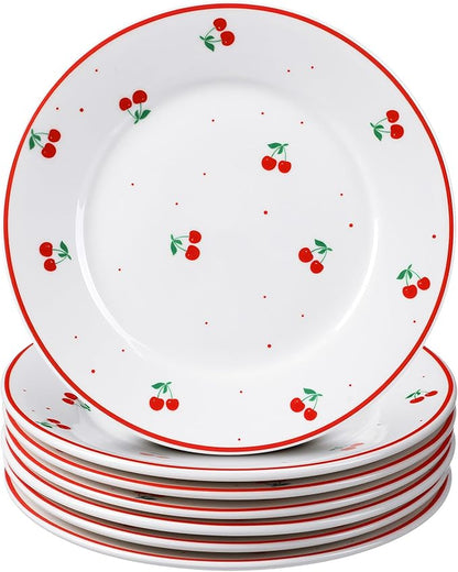 Honeydak 6 Pcs Cherry Plates Ceramic Fruit birthday Decorations 6 Inch Salad by Honeydak
