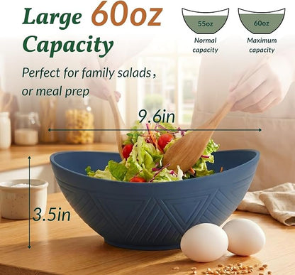60oz Wheat Straw Bowls Set of 6 Salad Bowls Large Popcorn Bowl Unbreakable - Image 2