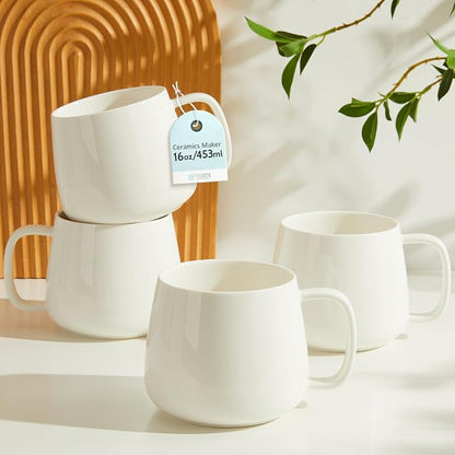 Teocera 16oz Ceramic Coffee Mugs Set of 4 – Stackable Latte Cups, Dishwasher & by Teocera