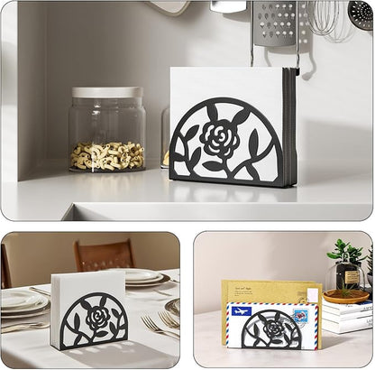 Epicano Napkin Holder for Table,Metal Rose Standing Napkin Holderfor Kitchen Dining Tables & Countertops, Paper Cocktail Napkins Holder Dispenser for Indoor & Outdoor,Unique Table Decor Gifts, 2 Pack