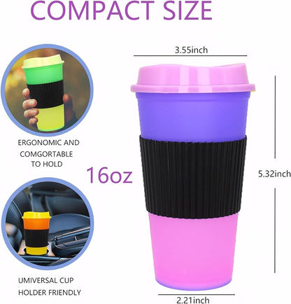 Color Changing Cups, 5 Pack 24oz Plastic Tumblers, Reusable Iced Coffee & - Image 2