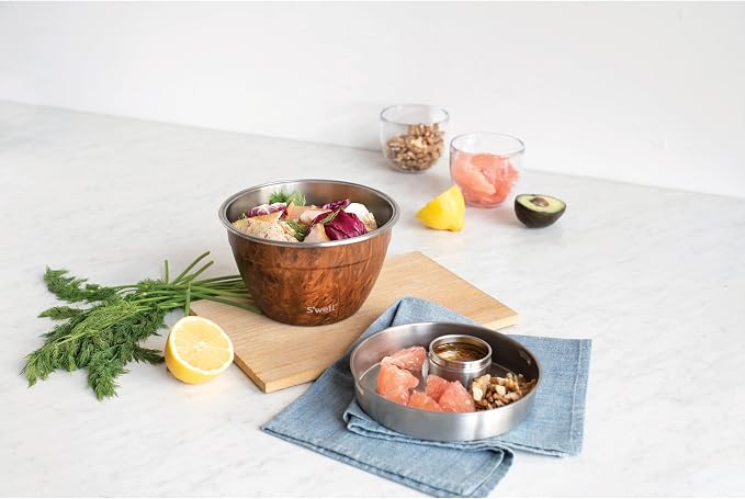 S’well Stainless Steel Salad Bowl Kit, Teakwood Finish, Includes 2oz Condiment - Image 5