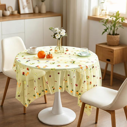BINBE 1pcs Daisy Spring Table Runner Embroidery Gauze 10FT Florals Seasonal - Image 7