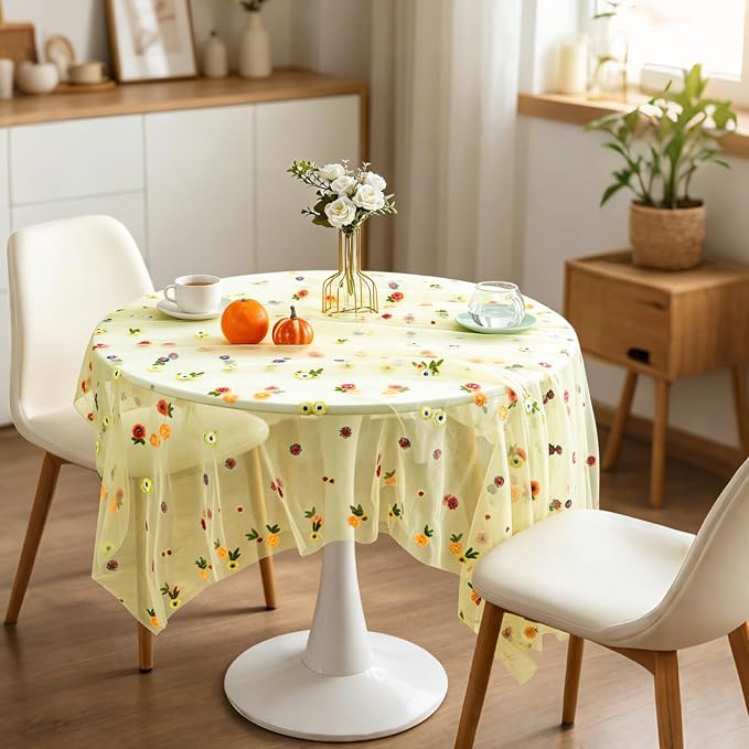 BINBE 3pcs Daisy Spring Table Runner Embroidery Gauze 10FT Florals Seasonal - Image 7