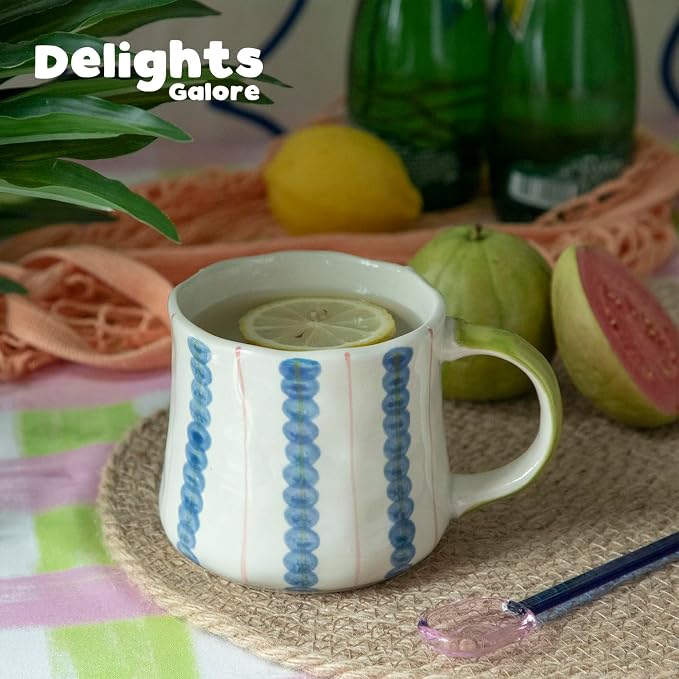 Striped Ceramic Coffee Mug Set of 2 - Image 4