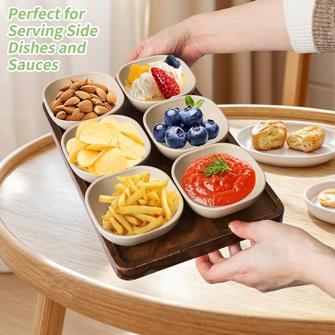 SHECIPIN 12 Pack Unbreakable Dipping Bowls, 4.5 OZ Soy Sauce Dishes, Wheat - Image 4