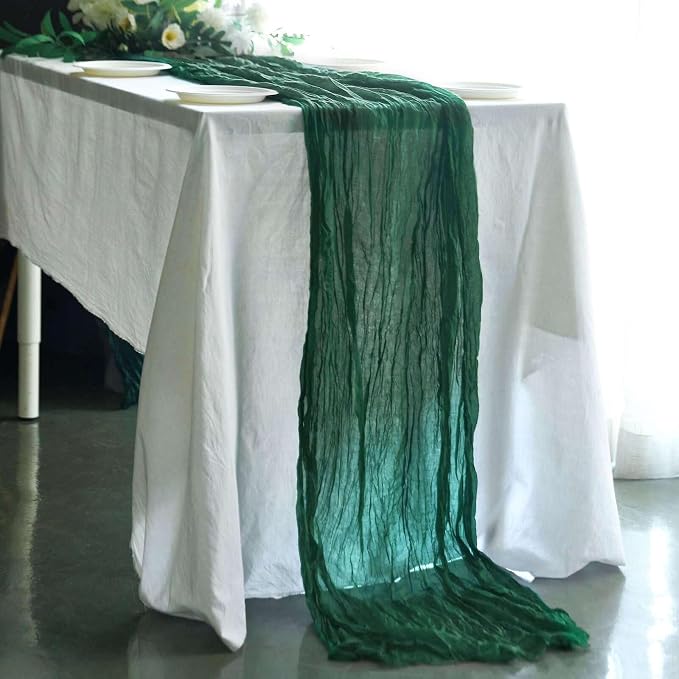 Efavormart 10ft Hunter Emerald Cheesecloth Table Runner by efavormart