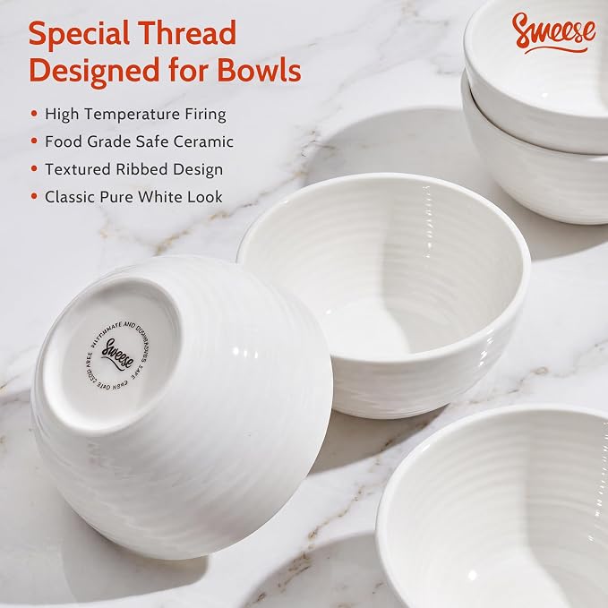 Sweese 10 Oz Ceramic Bowls Set of 6, Small Stackable Bowls - Image 5