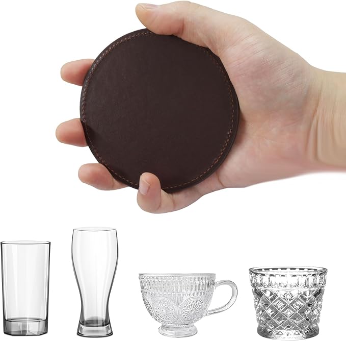 Leather Coasters for Drinks Set of 6 - Image 4