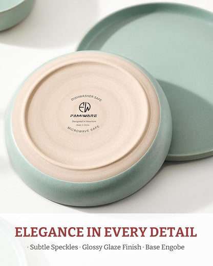 famiware Milkyway 33 oz Pasta Bowls Set of 4, Light Green | Double Reactive - Image 5