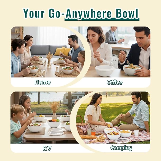 40 OZ Salad Bowl with Lid, Unbreakable Wheat Straw Bowls Sets, Cereal Bowls - Image 7