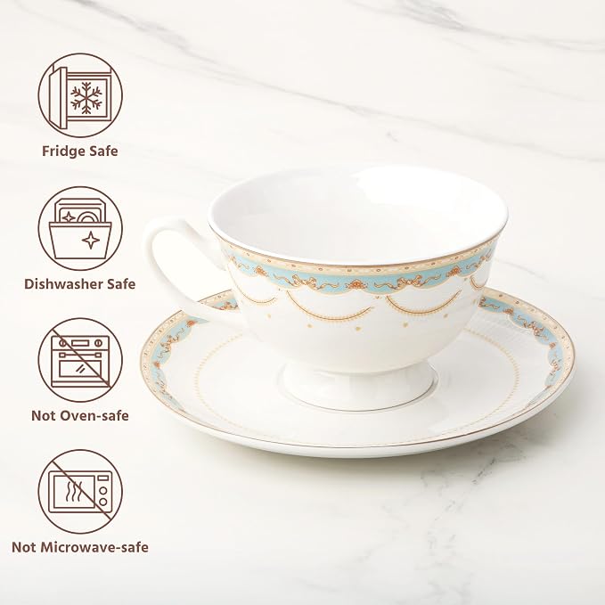 fanquare Blue Lace Teacup and Saucers Set - Image 2