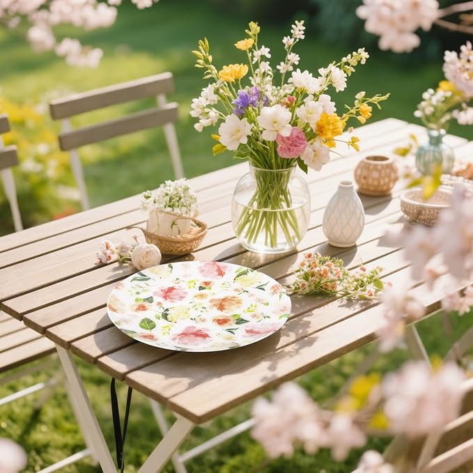 60 PCS Floral Plastic Plates - Image 9