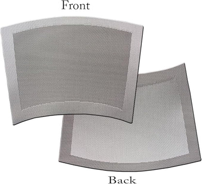 Wedge Shape Placemats for Round Dinner Table Woven Vinyl Wipe Clean Non Slip Plastic Table Mats Set of 4（Grey）