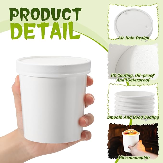Fulmoon 100 Pack Paper Soup Containers - Image 3