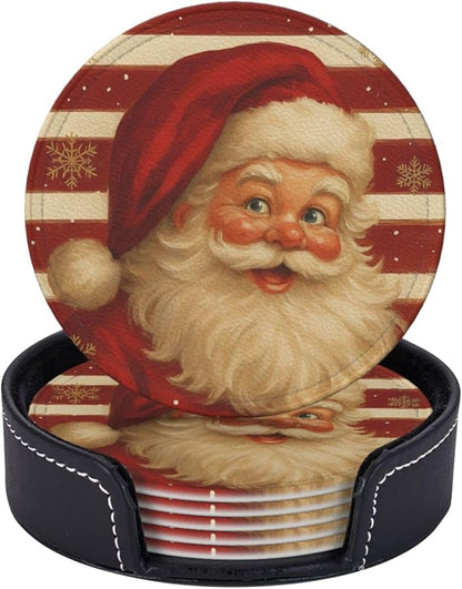 Red Christmas Santa Claus Striped Coasters by KiuLoam