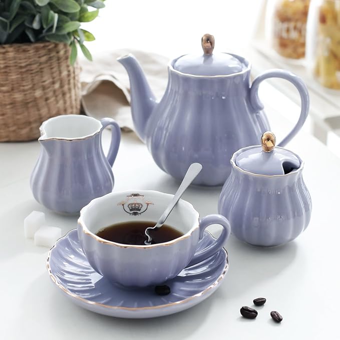 Porcelain Tea Sets British Royal Series, 8 OZ Cups& Saucer Service - Image 2