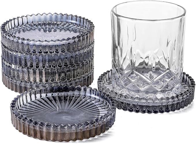 Glass Coasters Round Cup Mat, Decorative Wine Bottle Coaster, Crystal Drink by Unknown