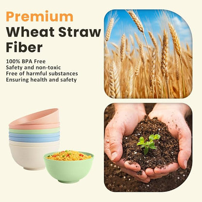 Wheat Straw Bowls, Unbreakable Cereal Bowls Microwave Safe, Dishwasher Safe - Image 3