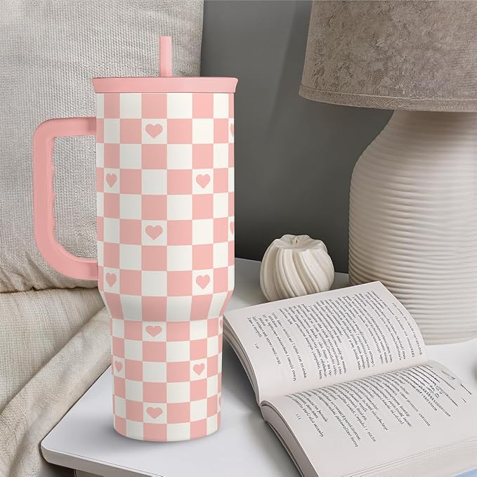 40oz Checkered and Heart Tumbler - Image 6
