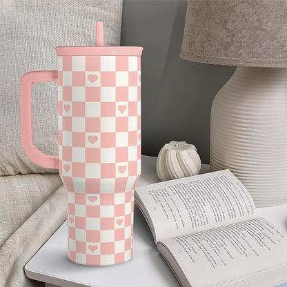 40oz Checkered and Heart Tumbler - Image 6