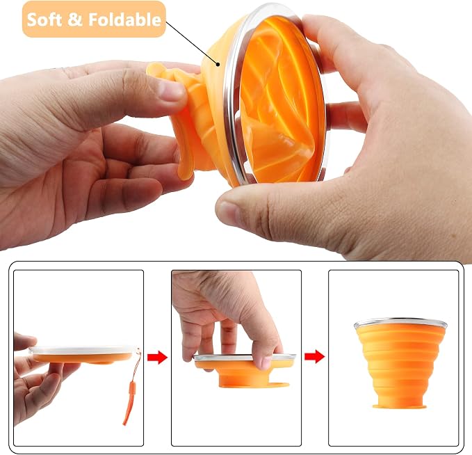 Litoexpe 2 Pack Silica gel Collapsible Travel Cup 270ml, Portable Folding - Image 6