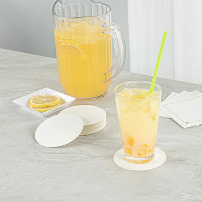 Restaurantware Paper Coasters 100 Pack of 3.5 Inch Disposable Beverage Coasters Absorbent for Hot and Cold Drinks White Coffee Cup Essentials for Table Decor, Kitchen, Home Patio or Living Room