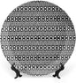Ceramic Plates, Abstract Decorative Ceramic Plates, Monochrome Squares of Motif Grid Design Geometric, 8 Inch, for Dining, Parties, Wedding, Black White