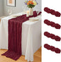 4 Pcs Burgundy Christmas Cheesecloth Table Runner 10Ft, Gauze Table Runners by Yemosa