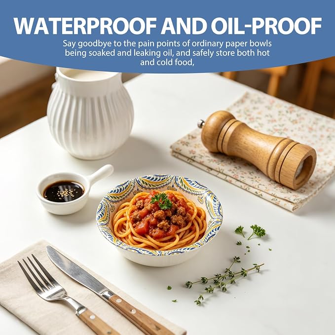 Paper Bowls Disposable Soup Bowl, Heavy Duty Printed Disposable Bowls Bulk - Image 5