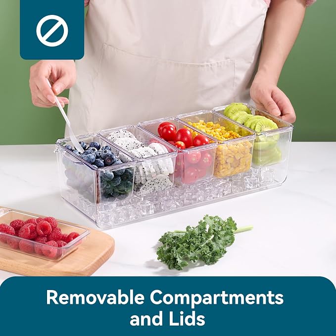 2 Pack Garnish Tray Chilled Condiment Server - Image 4