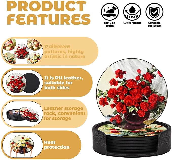 Coasters Set of 12- Classic Flowers and Birds Style - Image 6