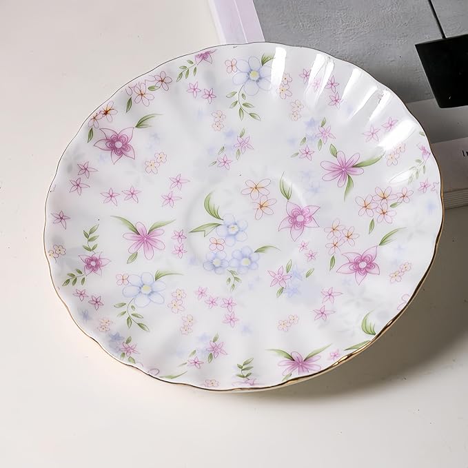 fanquare Country Style Floral Tea Cup and Saucer Set, 6 Ounces Cappuccino - Image 5