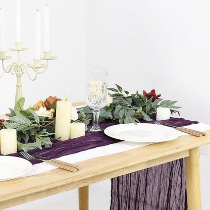FUHSY Cheesecloth Table Runner Purple Table Runners 5 Pack 10 FT Gauze Table Runners Boho Gauze Cheese Table Cloth for Parties Boho Halloween Table Cloths Bridal Shower Wedding Table Decor