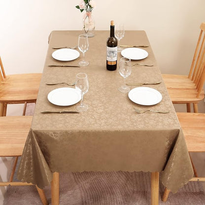 Smiry Rectangle Table Cloth, Waterproof Heavy Duty Vinyl Tablecloths, Wipeable Washable Table Cover for Kitchen and Dining Room (Brown, 60" X 102")
