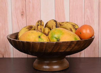 EDHAS Mango Wood Decorative Wooden Bowl Hand Carved Home Decor - Image 2